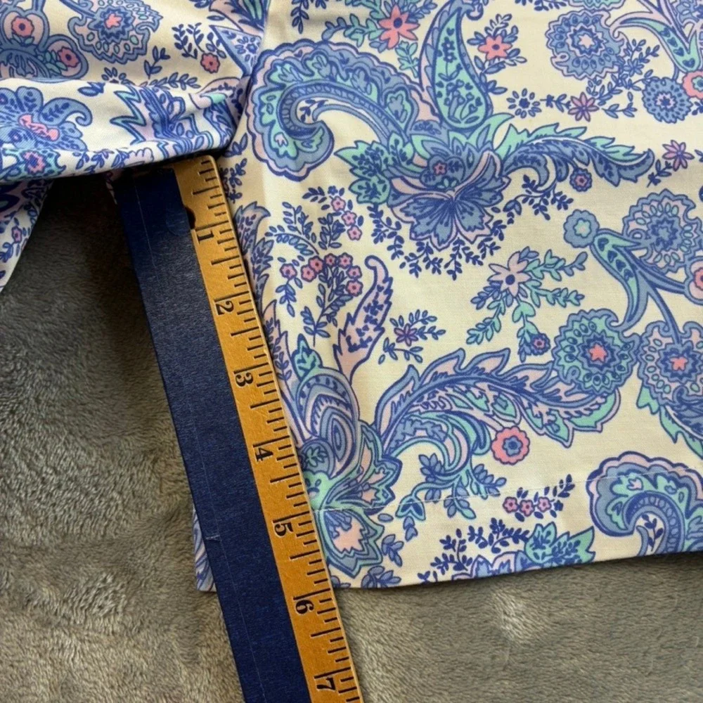 Talbots Petite Blue Pink Paisley Chino Shorts Size‎ 2P Cotton Stretch Summer